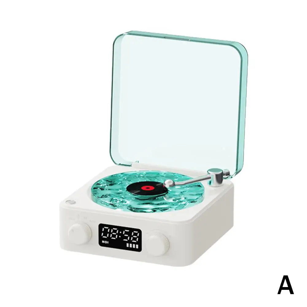 Waves Vinyl Player Bluetooth Speaker with White Noise Retro Turntable Speaker Sleep Aid Vitrola Shaped Speaker with RGB Light